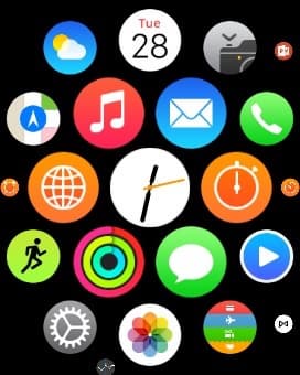 Скриншот с умных часов Apple Watch