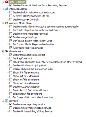 Полный список настроек реестра