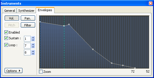 Управление огибающей в MadTracker