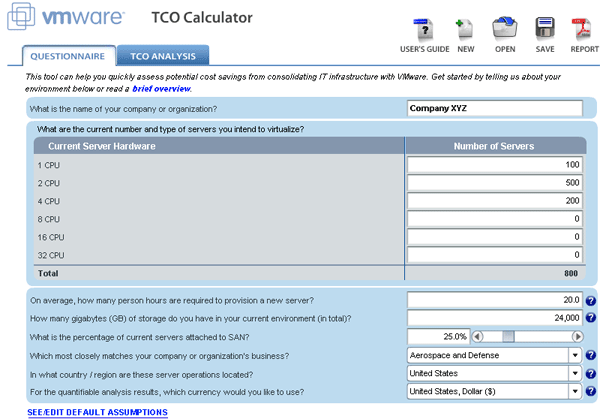 Калькулятор VMware для расчета экономии на ИТ-инфраструктуре