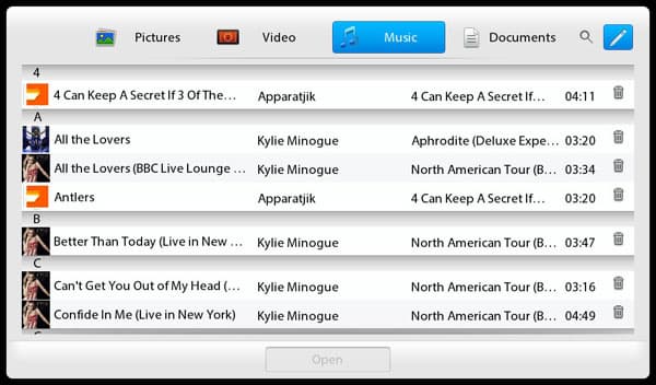 Менеджер файлов на планшете BlackBerry PlayBook