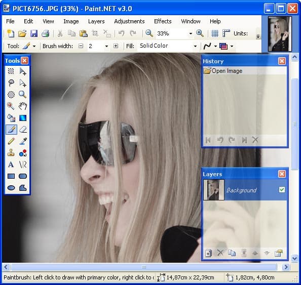 Рабочее окно Paint.NET