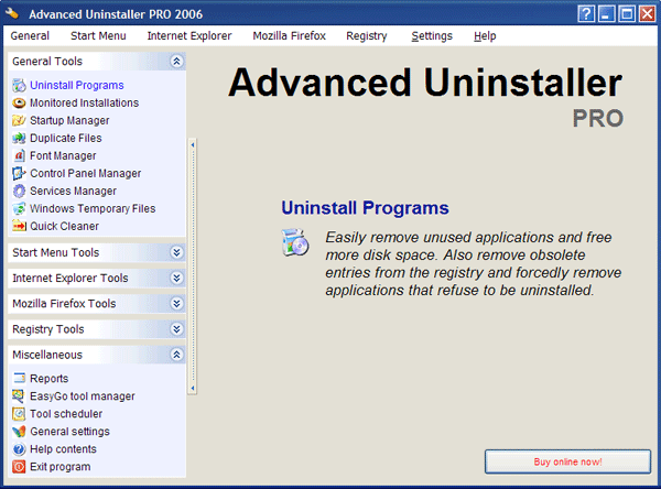 Рабочее окно Advanced Uninstaller PRO 2006