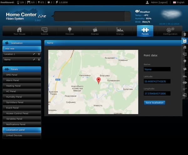 Интерфейс настройки Fibaro Home Center Lite Интерфейс настройки Fibaro Home Center Lite
