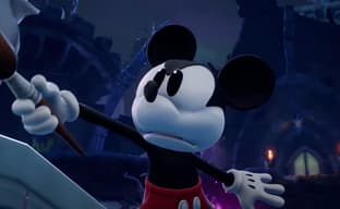 Mickey splatters everyone with paint in the release trailer for Disney Epic Mickey: Rebrushed