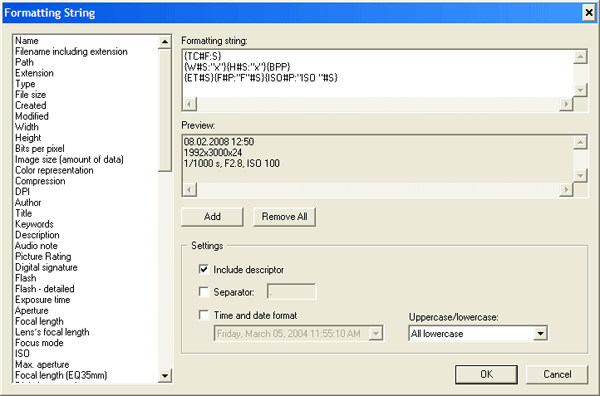 Настройка показа служебной информации под миниатюрами в Zoner Photo Studio