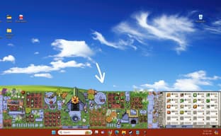 Симулятор фермы Rusty's Retirement находится внизу экрана, пока игрок обманывает себя, что занимается работой