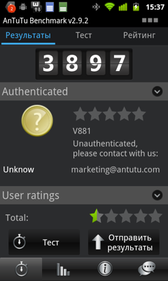 Обзор ZTE Blade+. Скриншоты. Результаты тестов в AnTuTu Benchmark 2.8