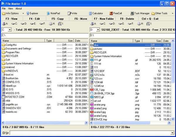 Рабочее окно File Master