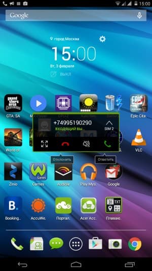 Операционная система Acer Iconia Talk S