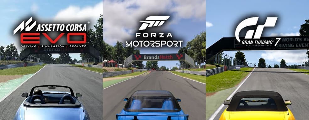 Racing Simulator Battle. Assetto Corsa EVO Compared to Gran Turismo 7 and Forza Motorsport