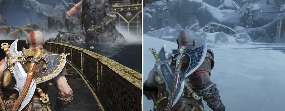 В God of War Ragnarok вернулись старые локации, но зима их изменила. Провели сравнение графики