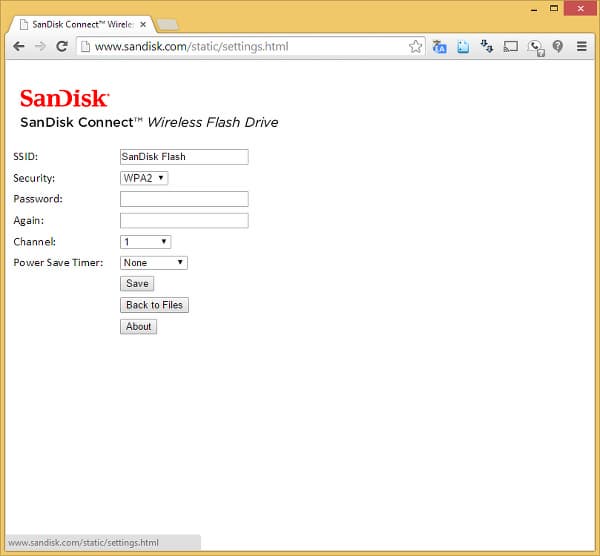 веб-интерфейс SanDisk Connect