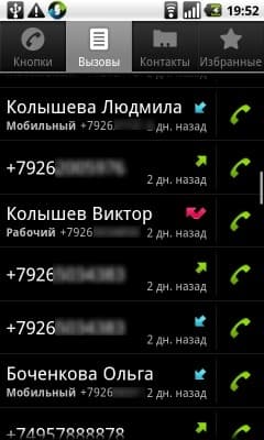 Список вызовов