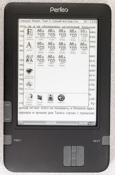 Электронная книга (читалка) Perfeo PBB-608W с экраном Pearl и Wi-Fi