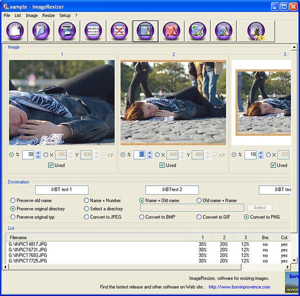 Рабочее окно ImageResizer