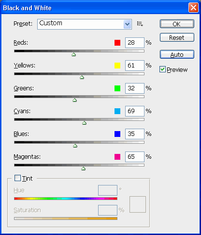Улучшенный инструмент Black and White