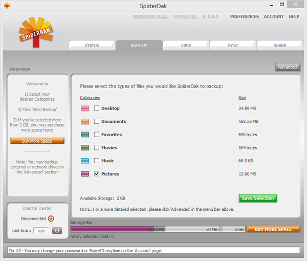 Настольное приложение SpiderOak