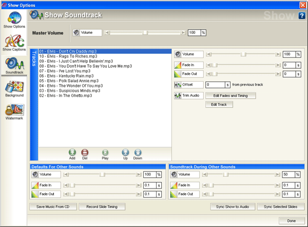 Настройка музыкального сопровождения слайд-шоу в ProShow Producer
