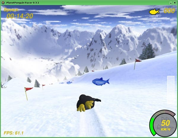 Игра Planet Penguin Racer, использующая аппаратное ускорение OpenGL, входящая в состав ALT Linux