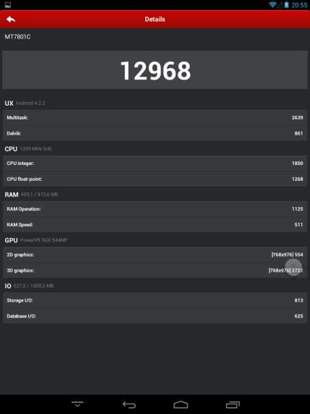 Производительность планшета 3Q Surf MT7801C