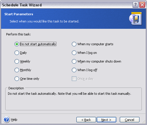 Расписание запуска задания