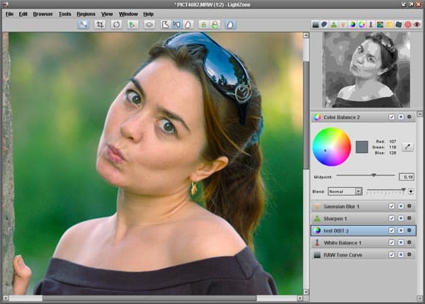Управление цветовым балансом с помощью инструмента Color Balance в LightZone