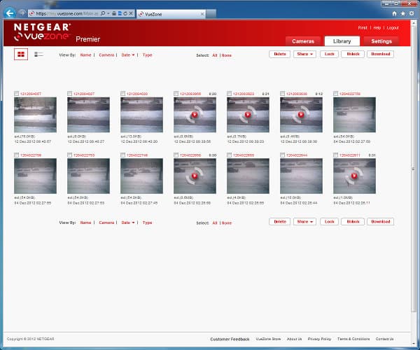 Web-интерфейс сервиса Netgear VueZone Web-интерфейс сервиса Netgear VueZone