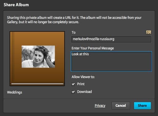 Публикация альбомов в Photoshop.com