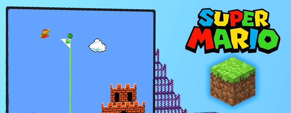 Игрок воссоздал Super Mario Bros. в Minecraft. 800 тысяч блоков и много времени