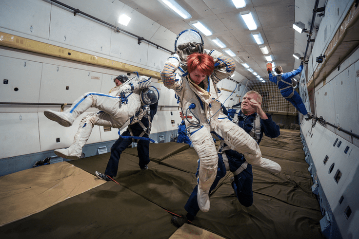 Космонавты проходят подготовку внутри Ил-76 МДК