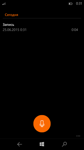 Предварительный обзор Windows 10 Mobile. Скриншоты. Диктофон