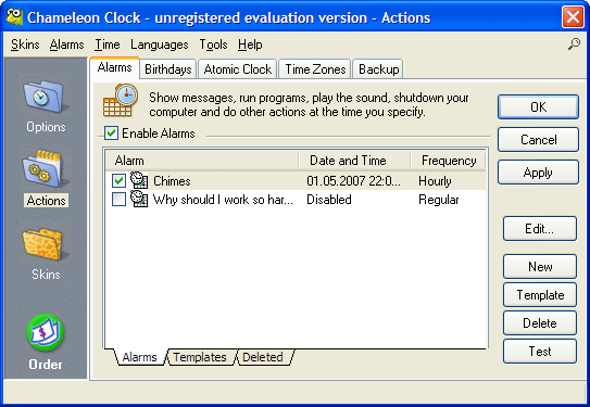 Настройки Chameleon Clock
