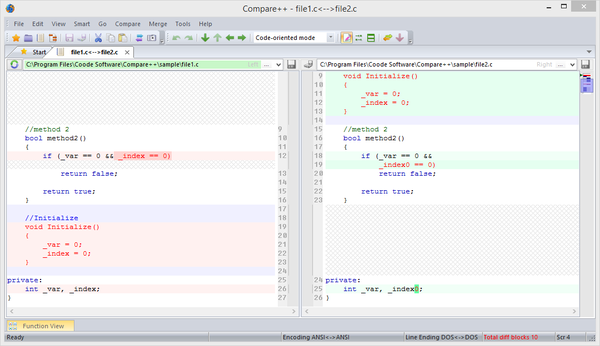 Редактирование кода в Compare++