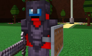 A perfectionist's disaster in Minecraft — it turns out that the shield in the left hand is lower than in the right