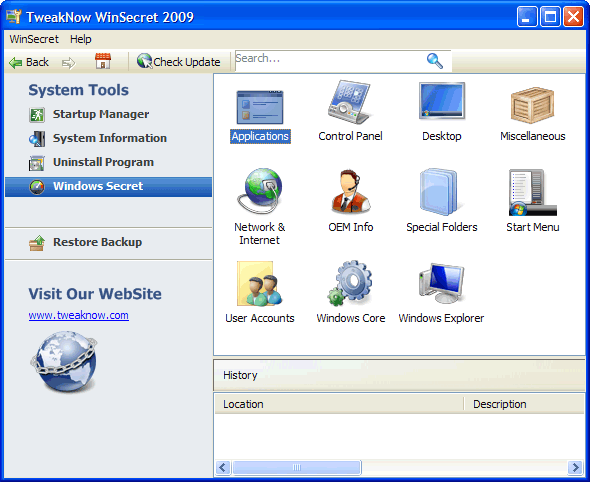 Рабочее окно WinSecret
