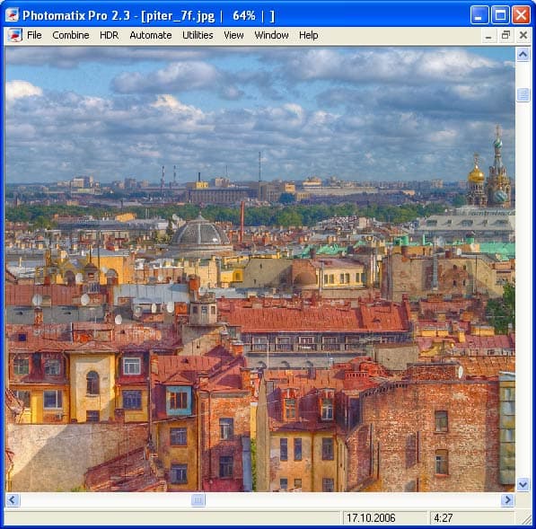 Рабочее окно Photomatix