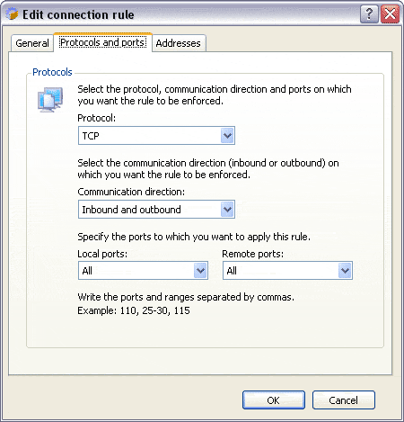 Настройка правила фильтрации