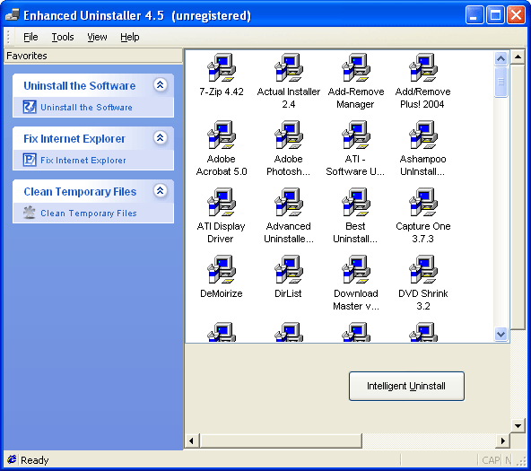 Рабочее окно Enhanced Uninstaller