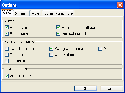 Окно настроек Think Free Office Write 3.0