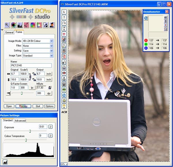 Набор рабочих окон SilverFast DCPro по умолчанию