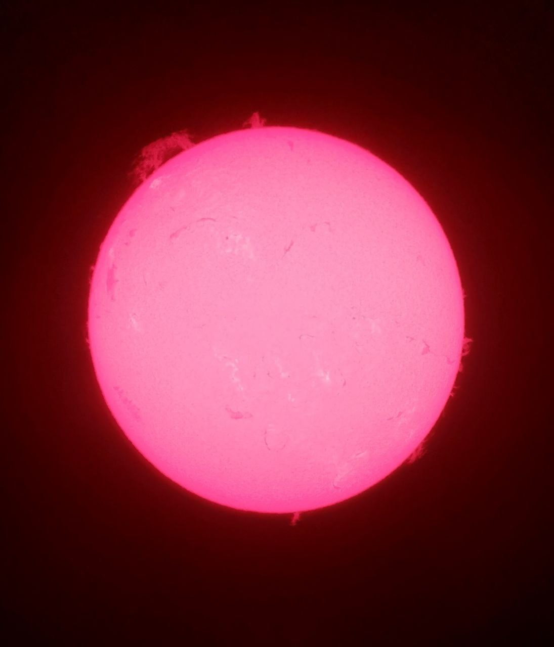 In the image, the prominence is located in the upper left part of the Sun