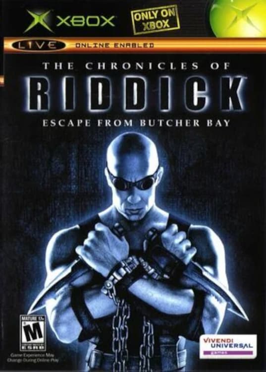 Обложка диска The Chronicles of Riddick: Escape from Butcher Bay. Изображение принадлежит Vivendi Universal Games.
