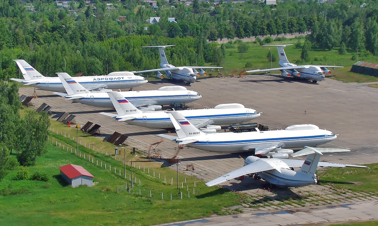 Four Il-80s and two Il-76SKs at Chkalovsky Airport, 2011
