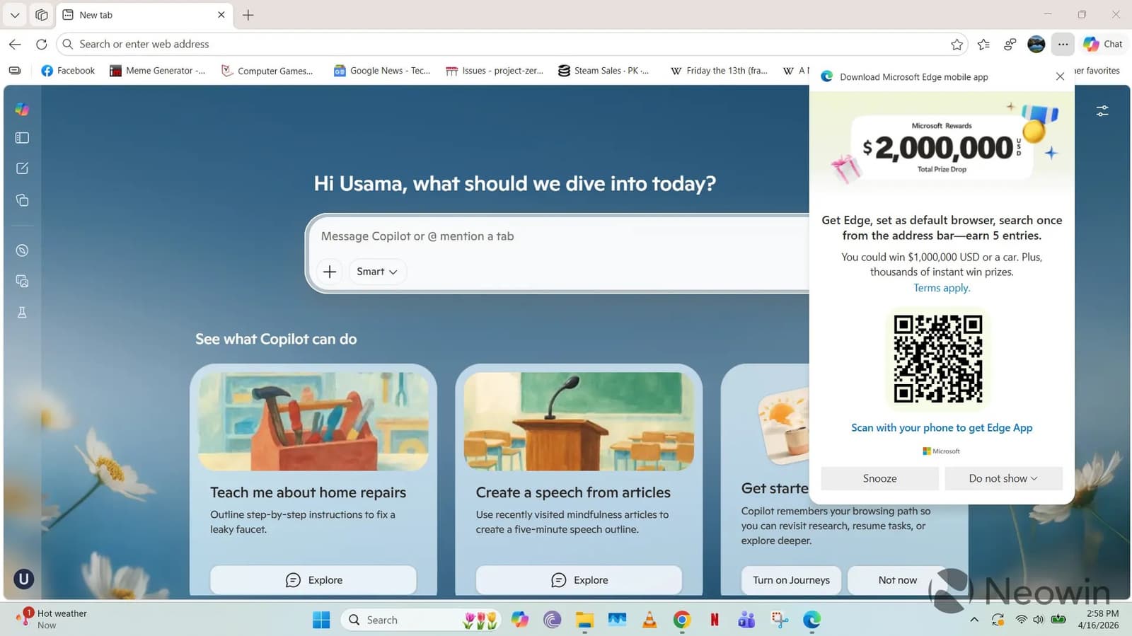 Microsoft разыгрывает 1 млн долларов, три Mercedes-AMG и много всего прочего просто среди пользователей браузера Edge