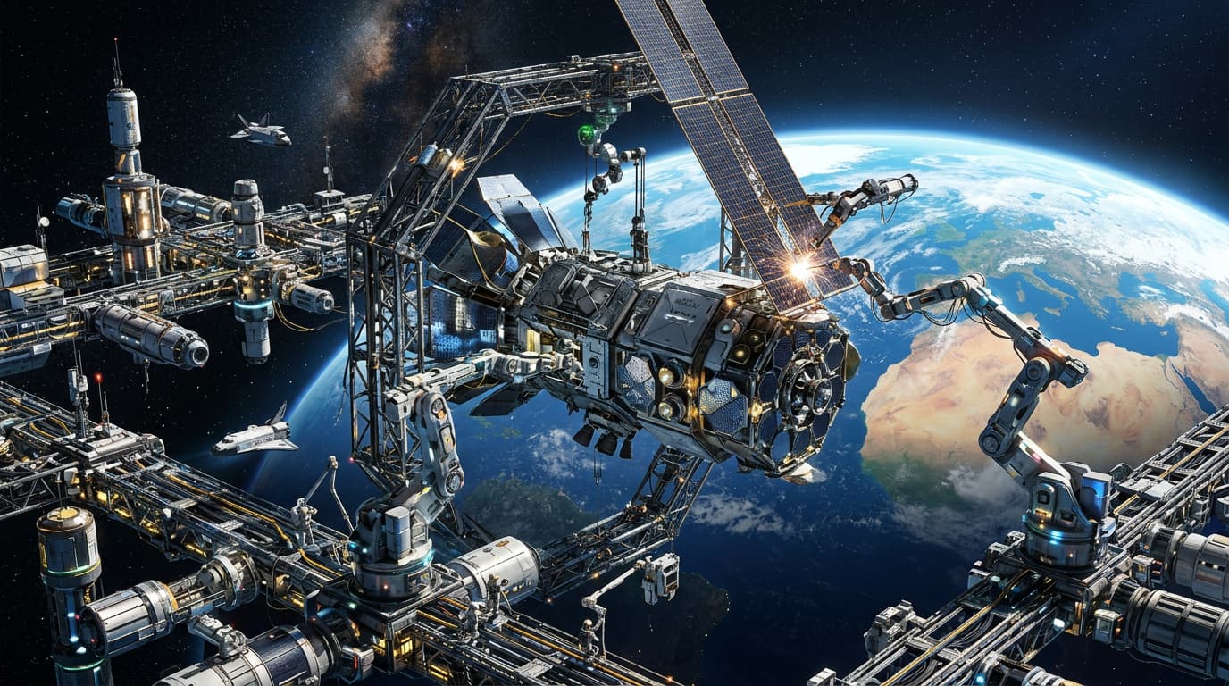 Китайский проект орбитальной фабрики сможет собирать огромные антенны и солнечные панели прямо в космосе