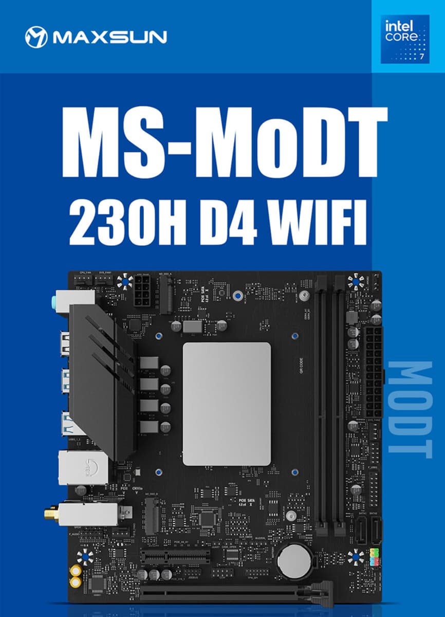 10-ядерный Intel Core 7 230H в комплекте с материнской платой  всего 200 долларов. Представлены MoDT-платы Maxsun MoDT 230H D4 WIFI и MS MoDT 205H D4 WIFI