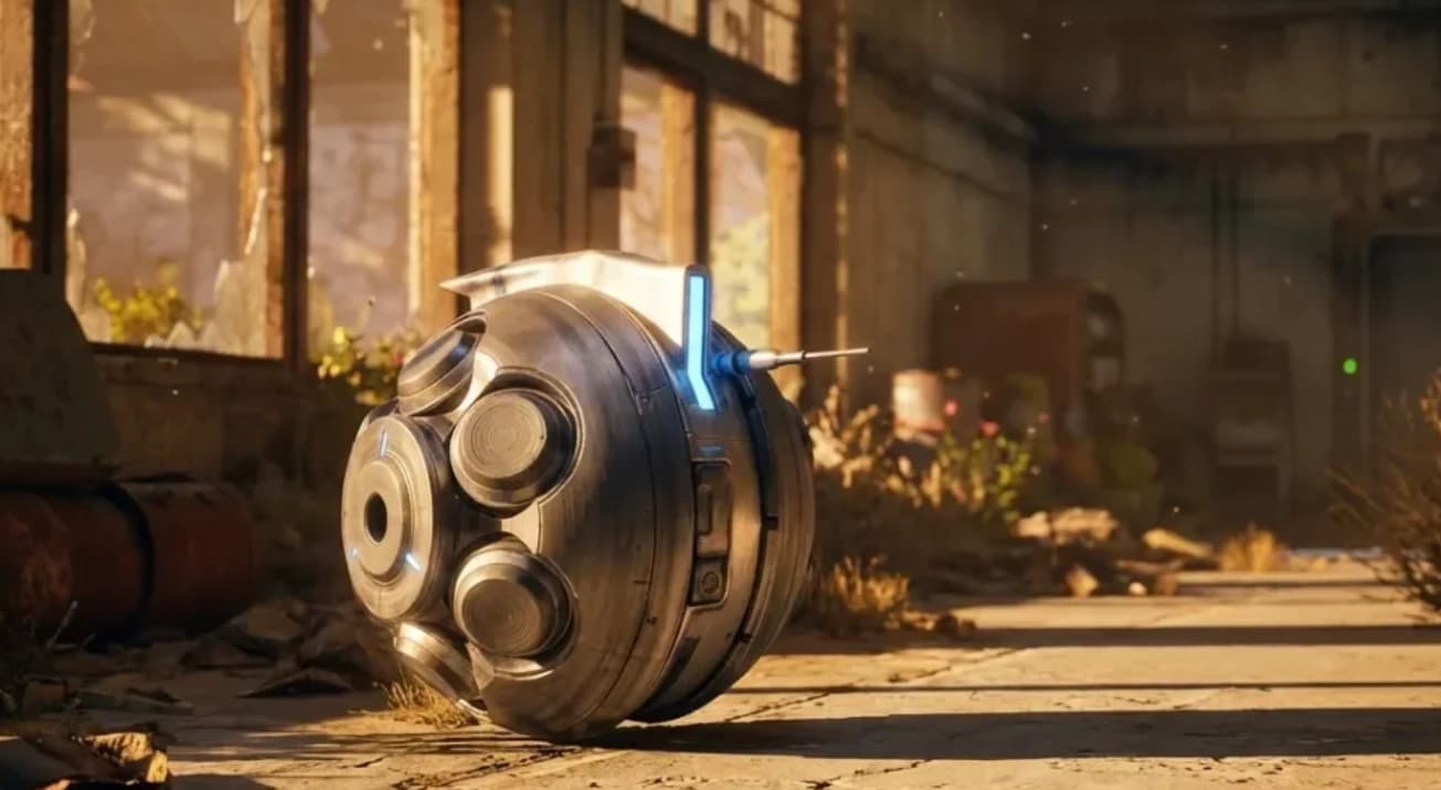 Игрок смотрит на робота Комету в Arc Raiders, иллюстрация геймплея
