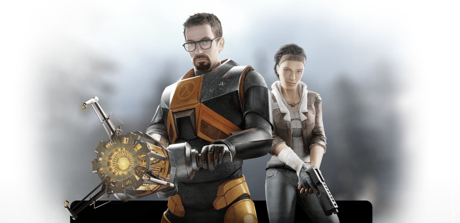 Half-Life 2 promotional art, featuring Gordon Freeman and Alyx Vance
