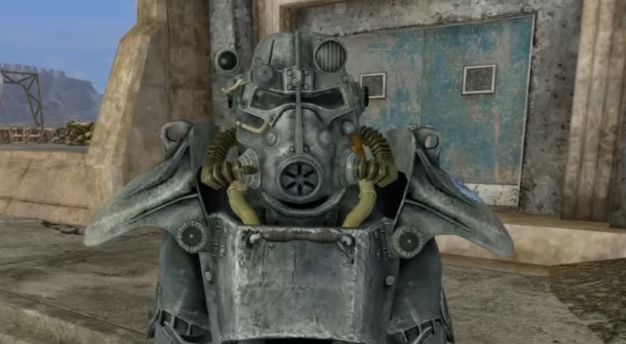 Fallout: New Vegas character interacting with a companion in the Mojave Wasteland